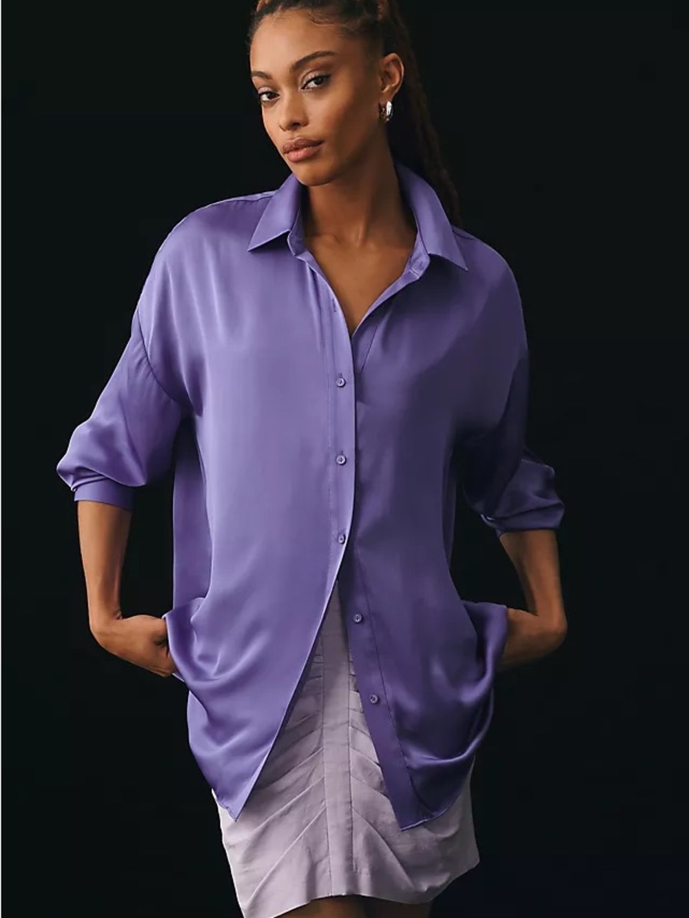 FAVORITE DAUGHTER • the smooth ex-boyfriend button down shirt purple - Small
